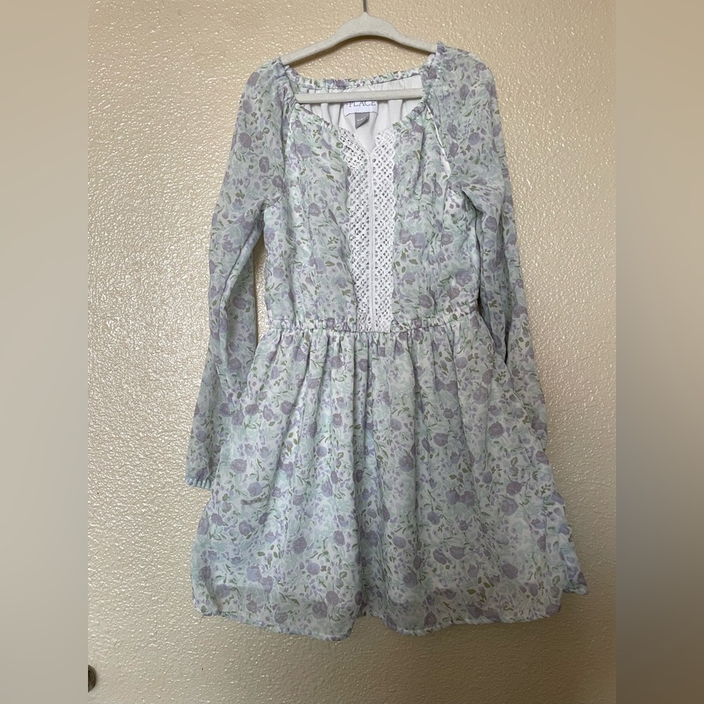 Place Floral Lace Long Sleeve Dress